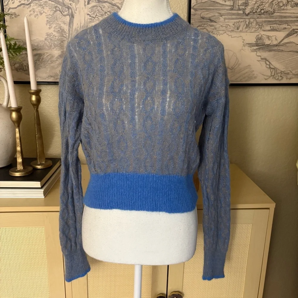 VERONICA BEARD Mohair & Alpaca‎ Riola Cable-Knit Sweater Size Medium